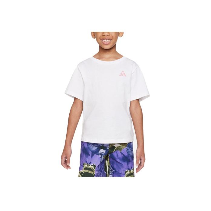 Nike ACG Letter Geometric Pattern Printed Round Neck Short Sleeve T-Shirt Kids Tops White FQ6932-100