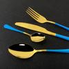 24Pcs Mirror Polished Blue Cutlery Set Stainless Steel Dinnerware Set Knife Fork Coffee Spoon Tableware Set Kitchen Dinner Silverware Set