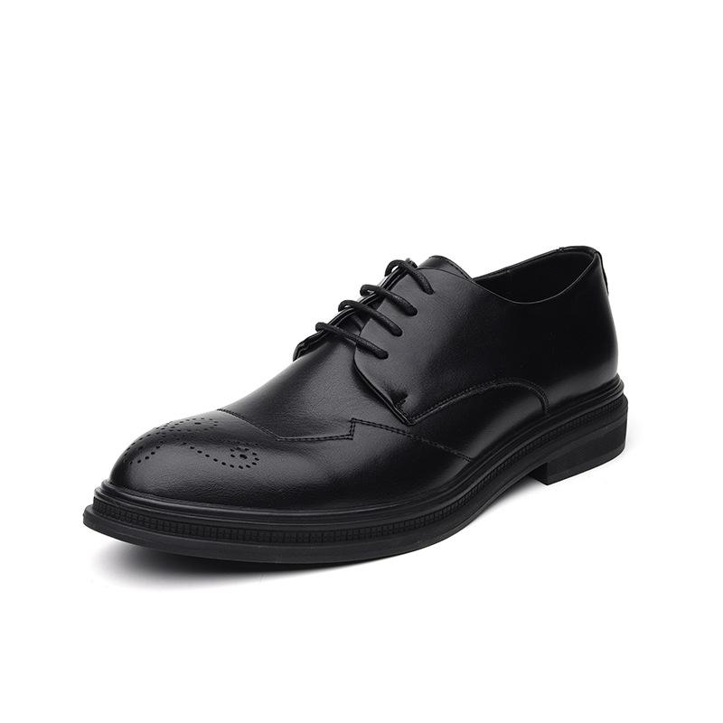 

Мужские кожаные туфли Brock с резной внутренней частью, увеличивающей рост, на платформе, британские ретро-мужские дышащие кожаные туфли 2030-G 44 чёрный