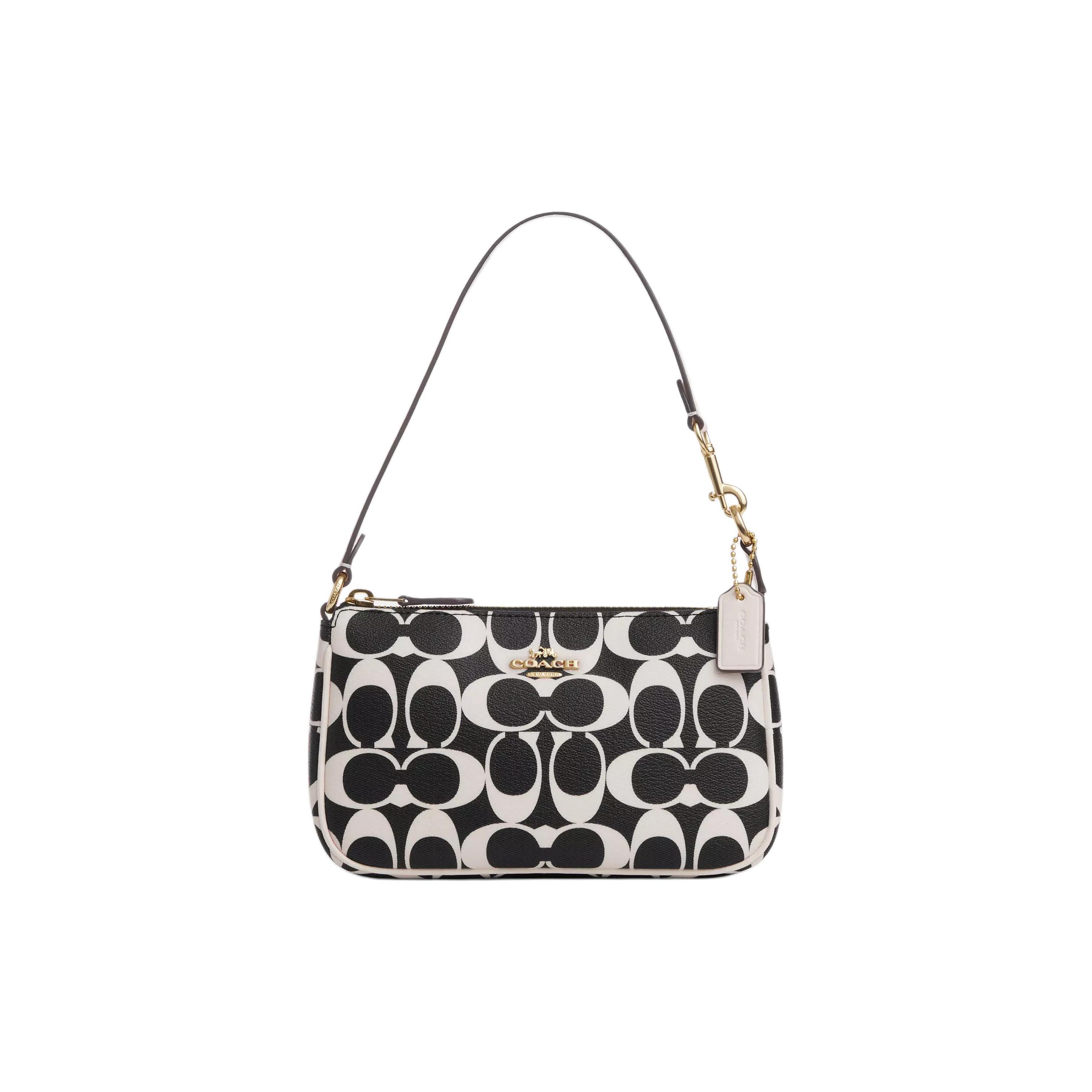 

Coach Nolita 19 Logo Classic Monogram Hardware Zipper Closure Coated Canvas Smooth Leather Handbag Small Women Handbags Black White CP250-IMA47 Basic Set (Bag+Dust Bag)