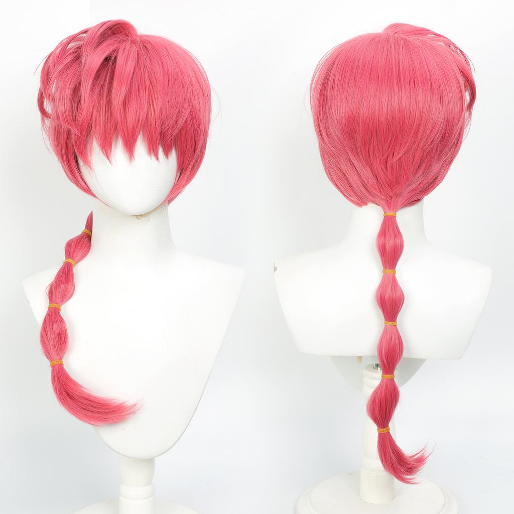 Ranma 12 Saotome Ranma Cos Wig Lantern Braid Black Red Hair Top, Comic Ranma Protagonist Saotome Synthetic Cosplay Wig