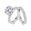 5 Karat Runder Moissanit Ring Feine Hochzeits-Set-Ringe Damen Luxus Sterling Silber 925 Ring mit Edelstein