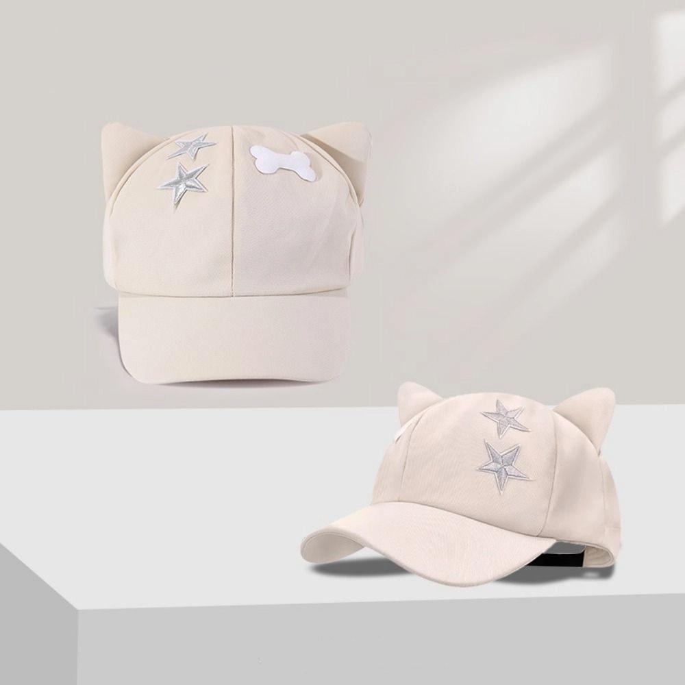 Y2k Cat Ears Baseball Cap Cute Visor Cap Fashion Star Peaked Hat  Streetwear
