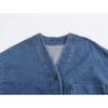 2026 Women's Street Fashion: V-Neck Drop Shoulder Denim Jacket