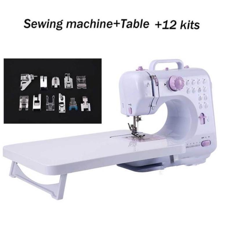 Mașină de cusut portabilă Mini electrică de uz casnic Crafting Overlock 12 ochiuri cu pedală de presare pentru începători