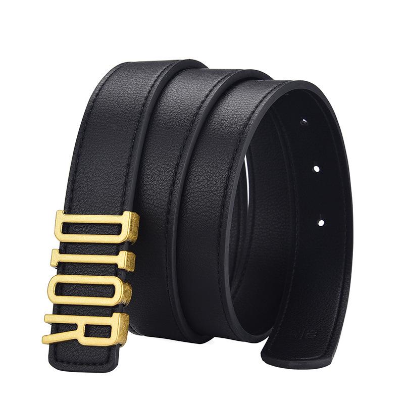 Women's Korean Style Leather Belt with Letter Buckle - Minimalist Fashion Belt for Skirts and Pants