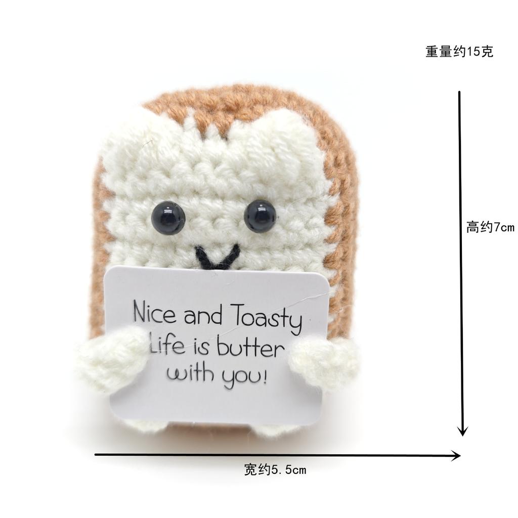 Păpușă Rechin Croșetată Amuzantă cu Energie Pozitivă Cu Card Suport Emoțional Croșetat Drăguț Tricotat Lână Albină Decor Cameră Cadouri de Crăciun