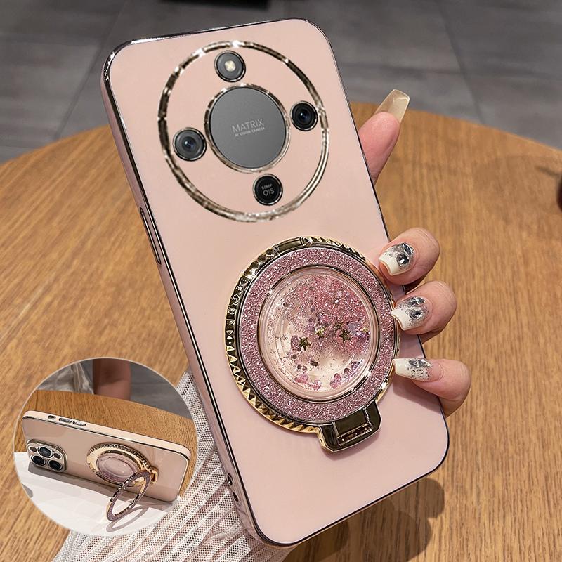 

For Honor X9D Case Quicksand Holder Plating Silicone Case for HonorX9d X70 Electroplated Candy Soft TPU Stand Cover Shell Fundas For Honor X9d