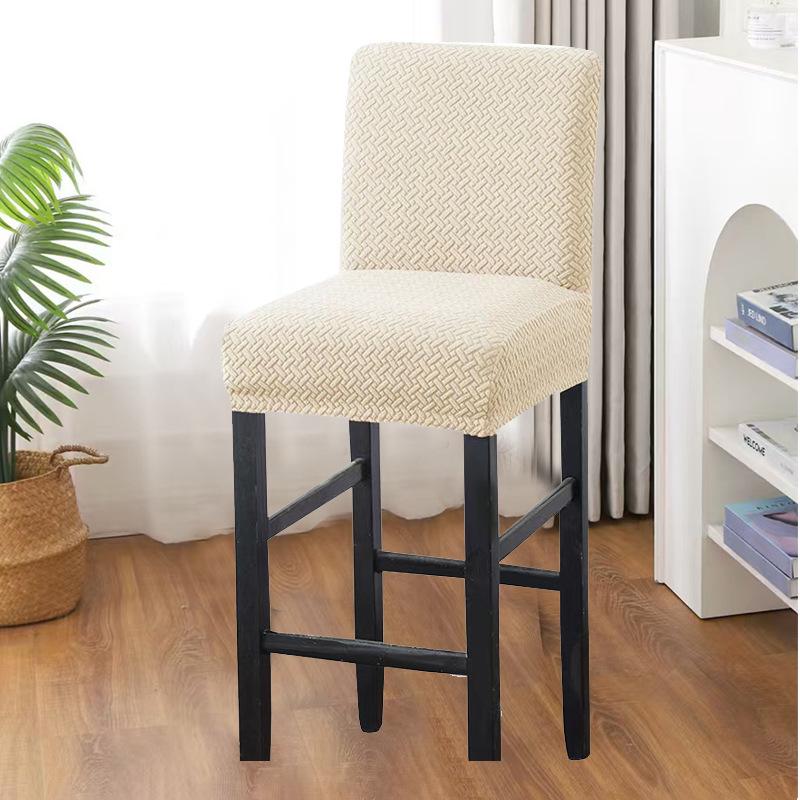 Cross-Pattern Jacquard Low-Back Elastic Chair Cover for Hotels, Clubs, and Restaurants