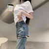 Women's Zipper Jeans Women's High Waist Slim Fit Straight Loose Design Trousers
