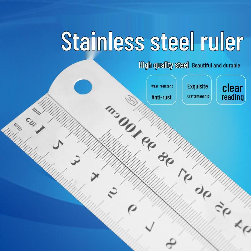 Stainless Steel Straight Ruler - Office Stationery Metal Ruler (15cm, 20cm, 30cm, 50cm, 100cm) 15cm Ruler