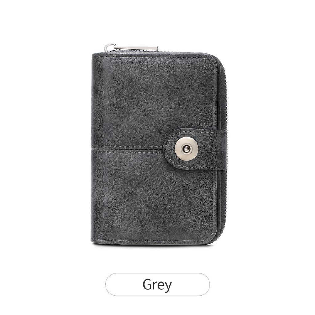 Short Women's Wallet, Retro Multi-card, Two-fold Zipper Card Bag, Coin Change Bag.