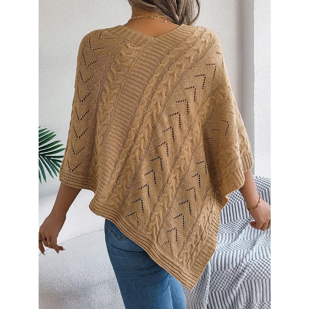 Women's Oversized Sweatshirt Top Casual Solid-Colour Cable-Knit Oversized Cape Cardigan Women's Knitted Sweater