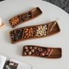 Multiple Compartment Storage Tray Made of Bamboos for Snacks Organization Prevents Flavor Mixing Stylish Irregular Color Pattern