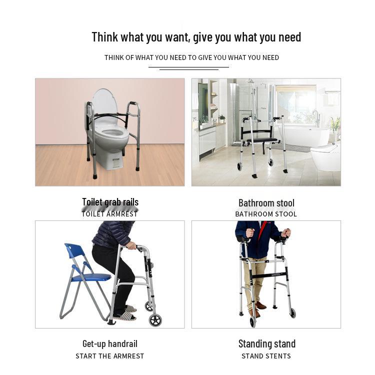 Aluminum Alloy Rollator Walker with Wheels, Seat, and Arm Support – Four-Legged Mobility Aid.