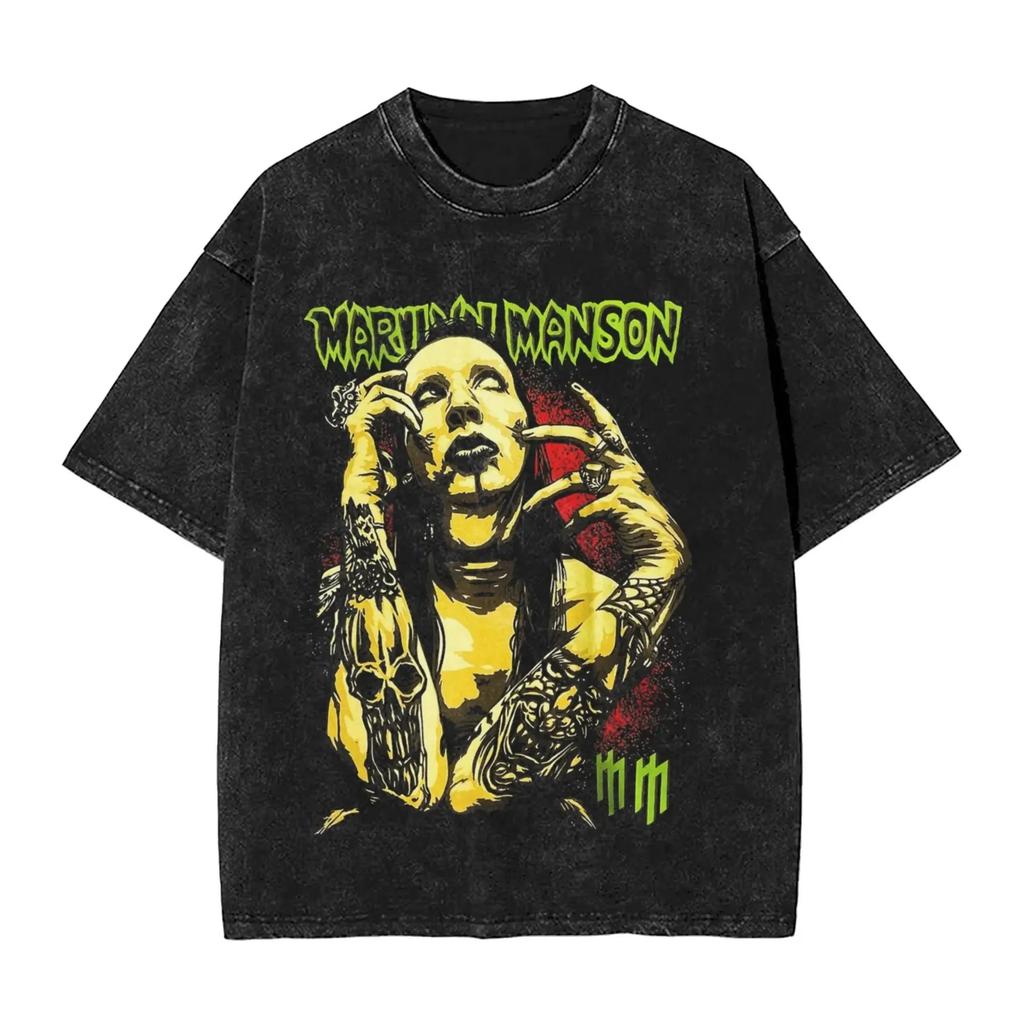 Marilyn Manson Antichrist Superstar Green Gothic Text T-Shirt Dark Grunge Aesthetic Streetwear Unisex Cotton Top