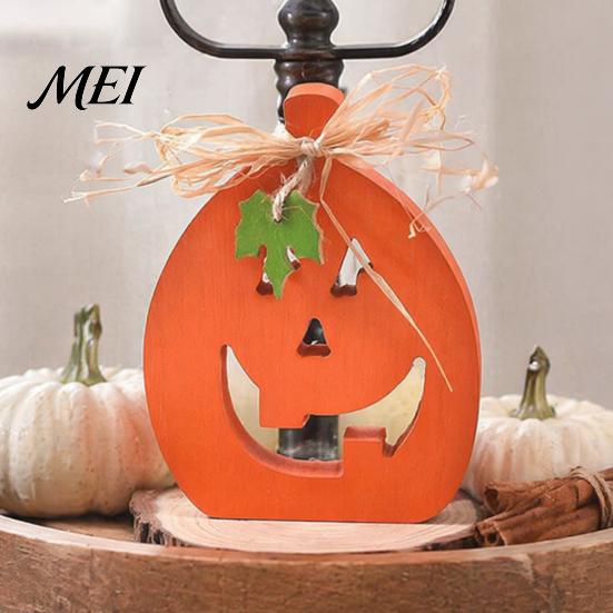 Fall Tiered Tray Decor Halloween Indoor Wooden Pumpkin Table Sign, Spooky Tabletop Block Entryway Display Items Centerpiece for Office Home