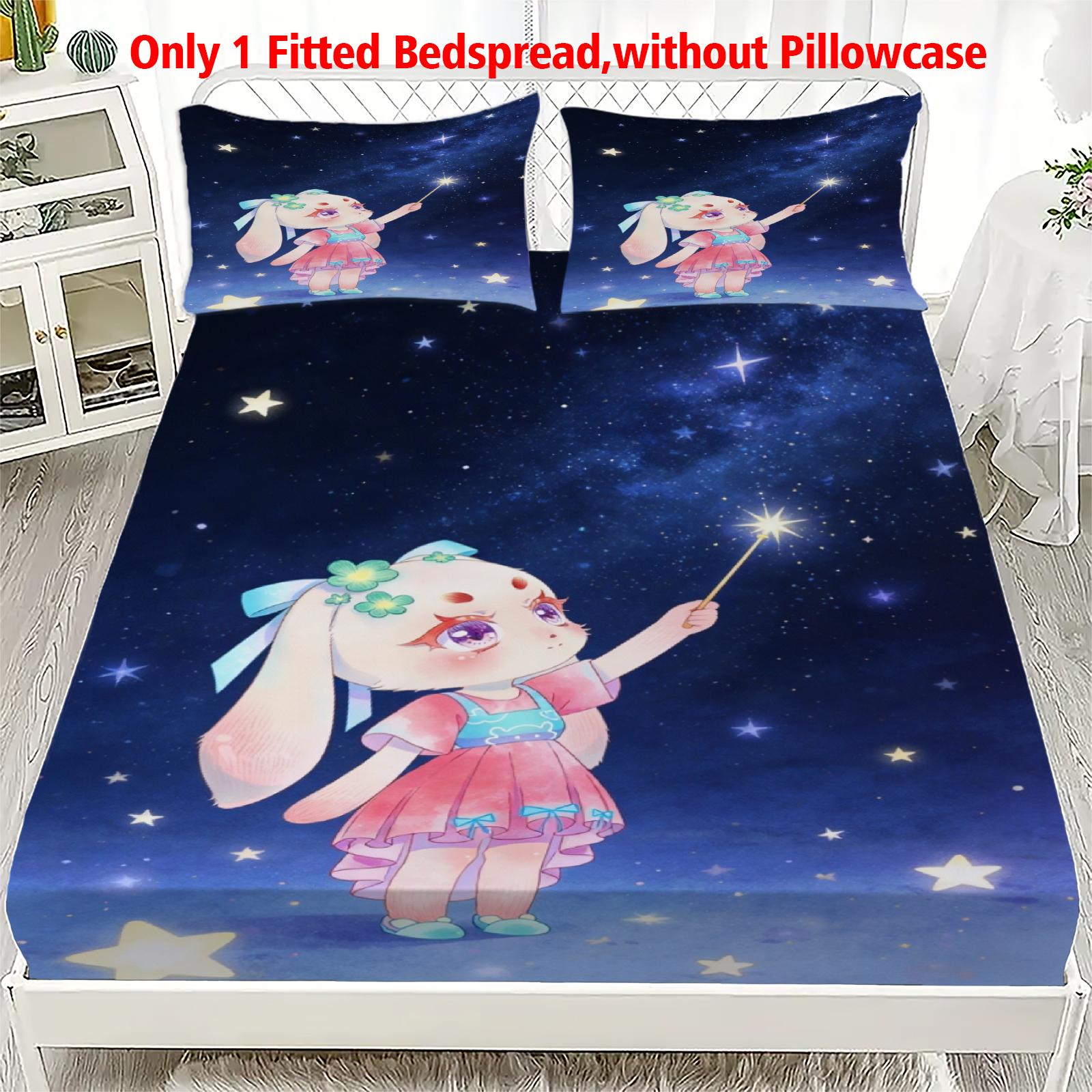 

3pcs Fitted Sheet Set Soft Fluff Town Lulu-Sleepy Bunny Breathable Fitted Sheet Set for Home Decor with 2 Pillowcases For Kids 99x190x25cm