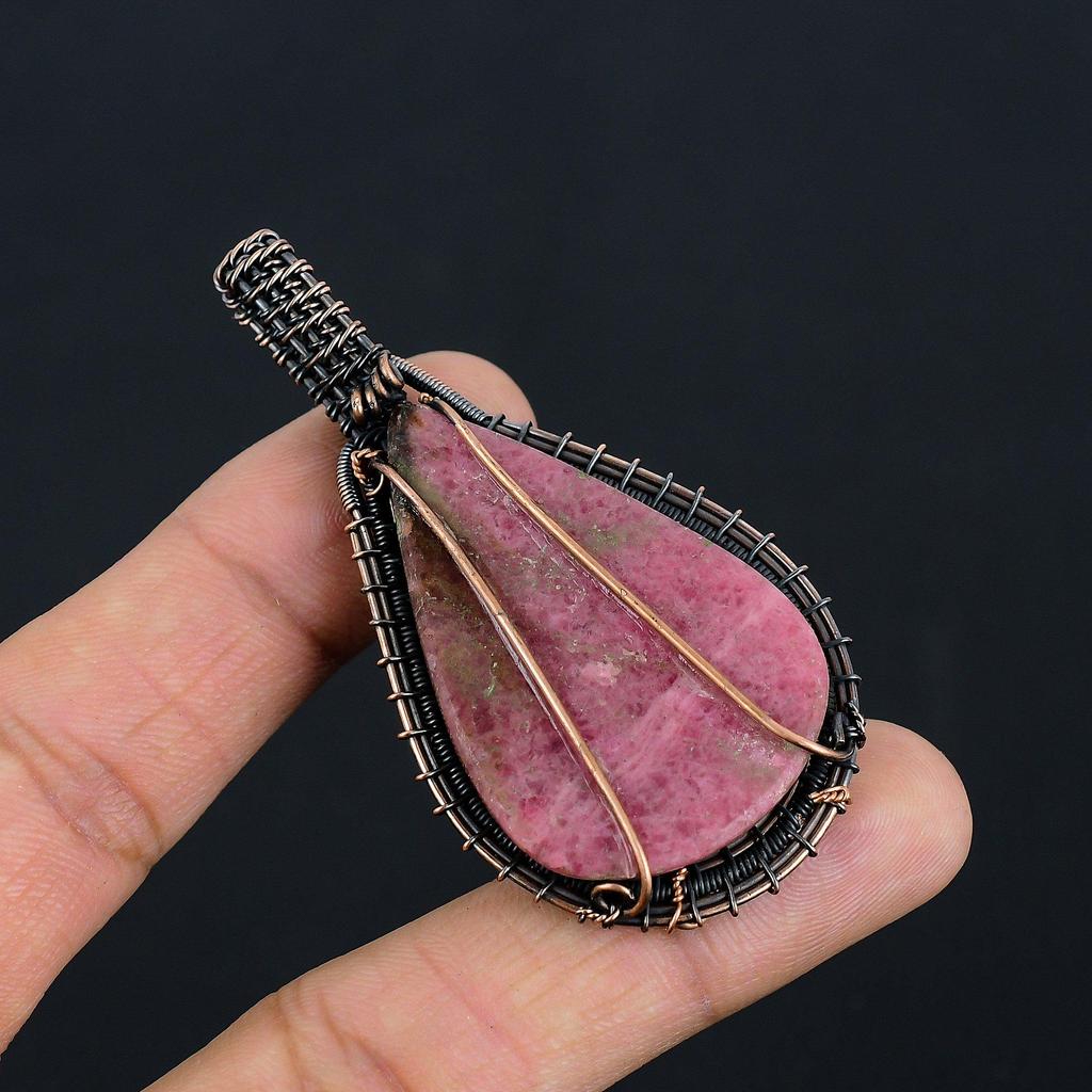 Rhodonite Jewelry, 999 Copper Wire Wrapped Pendant Handmade Gemstone Tree Of Life Jewelry, Gifts For Wife Brand New Pendant