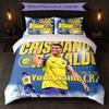 Cristiano Ronaldo Custom Name Text Bedding Set 1 Duvet Cover+2 Pillowcases Soccer Logo Personalized Gift For Special Occasion Bedroom Decor