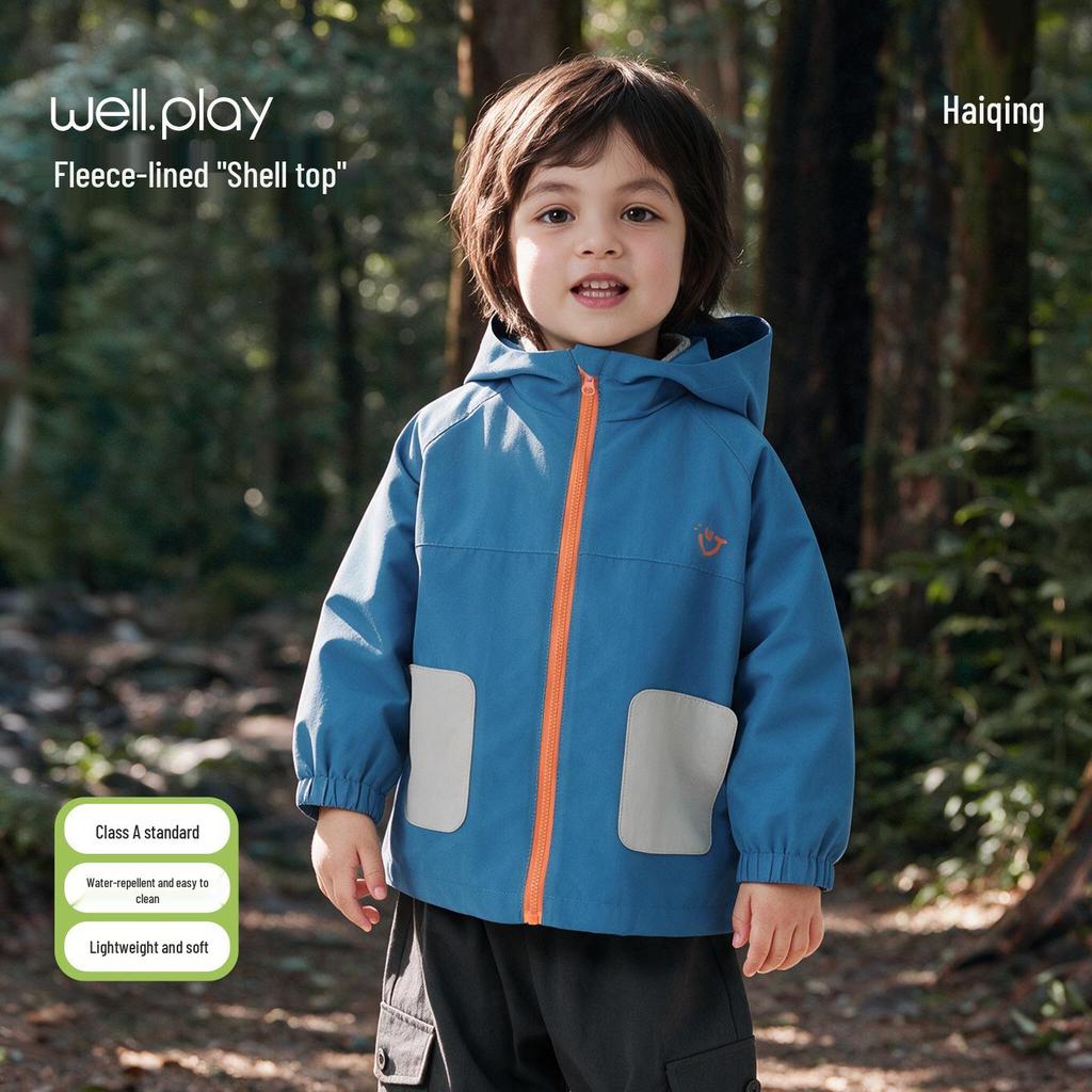 Willberu Kinder 3-in-1 Winddichte Fleecejacke - Jungen & Mädchen Farbblock Wasserdichter Mantel