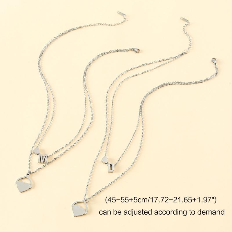 Mother's Day Parent-child Necklaces European American Creative Stainless Steel Heart-shaped Letter Personality Neckl