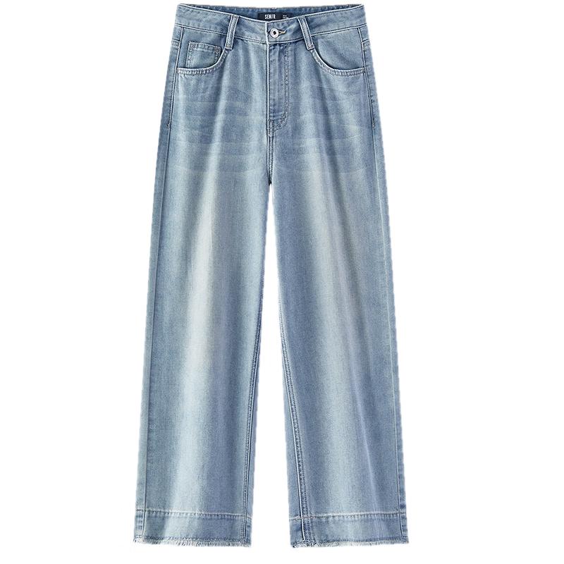 Semir Senrou Women's Summer Cool Frayed Wide-Leg Cropped Jeans
