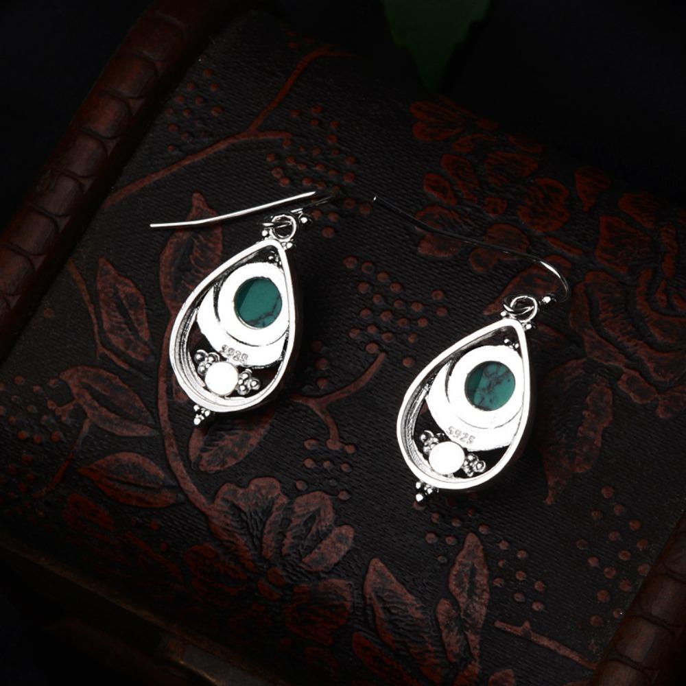 Vintage Turquoise Earrings Boho Silver Dangle Earrings Fashion Jewelry for Women
