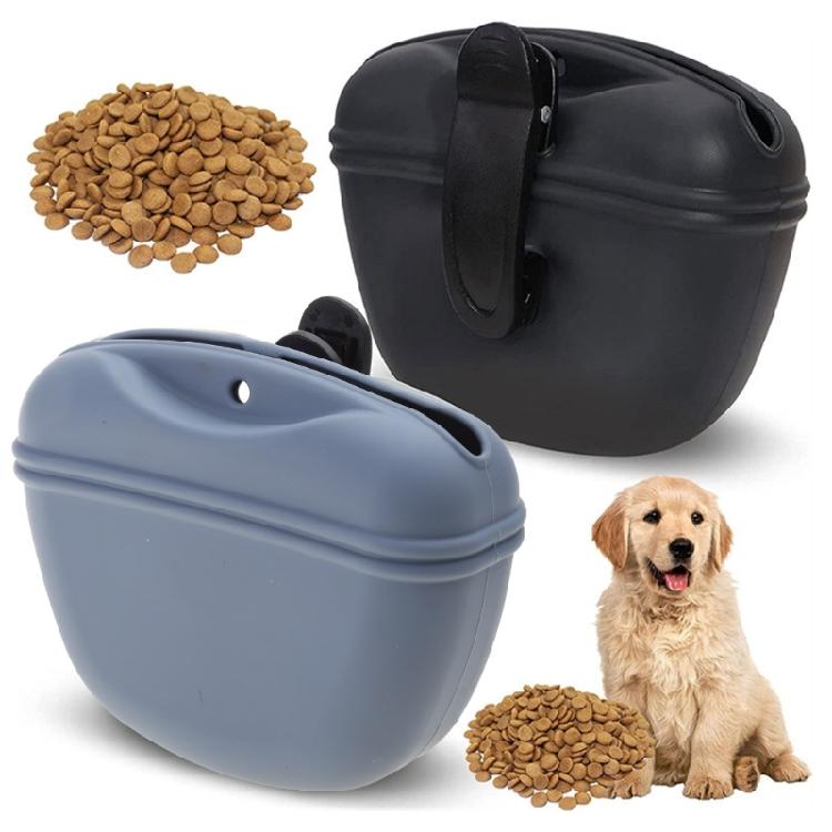 Silicone Dog Treat Pouch Training Bag Magnetic Closing Waist Buckle BPA Free