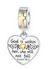 Sparkling Birthstone Charm Bead Charms Copper Heart Key Birthday Pendant Fit Authentic Necklaces Bracelets Women Jewellery Do It Yourself Gift