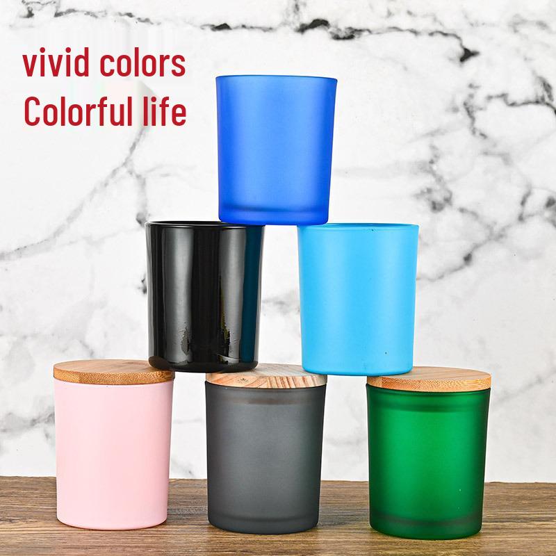 Colored Frosted Glass Candle Jar with Optional Lid - Creative Wide Mouth Design