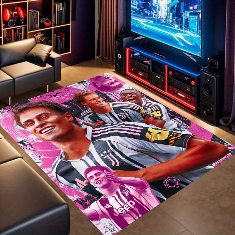 Juventus Football Player Pink Graffiti Art Print Area Rug Non‑Slip Rectangular Floor Mat Soccer Fan Home Decor Rug for Gaming Room Living Bedroom