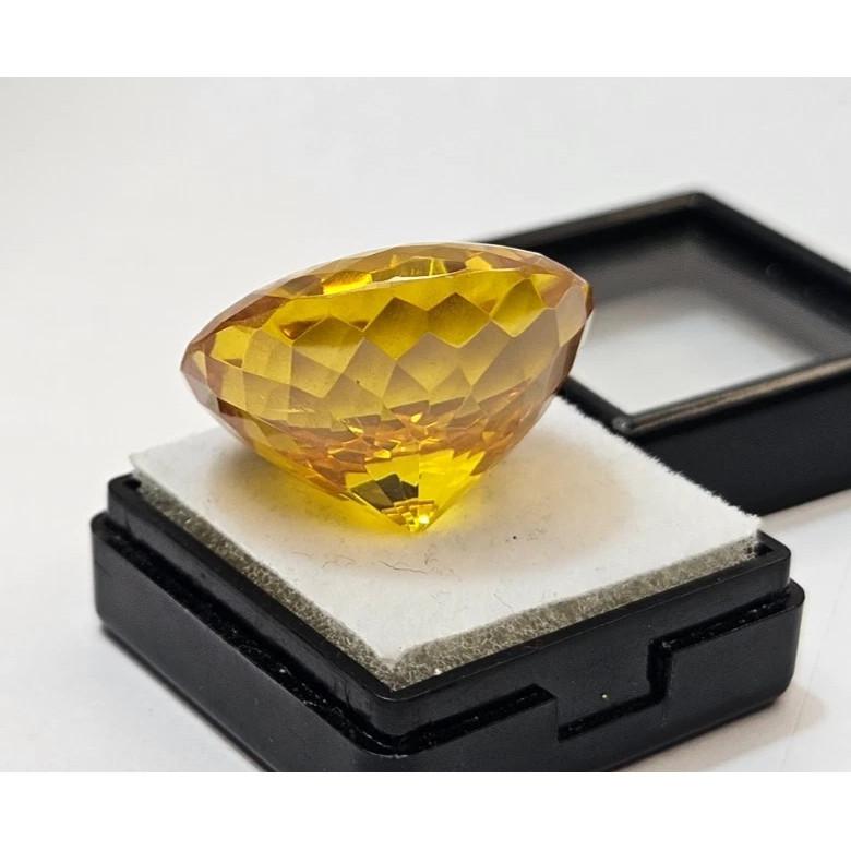 Yellow Color Cambodia Zircon 88-89 Ct Round Cut Certified Stunning Gemstone