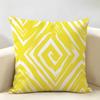 Black White Yellow Striped Geometric Grid Cushion Cover Natural Linen Organic Fabric Printing Breathable Perfect For Home Decor