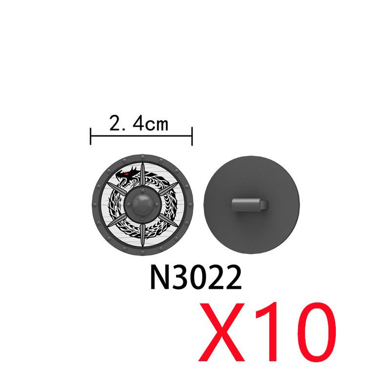MOC Mittelalterliche Bausteine Charakter Ritter Krieger Zubehörset Helm Schulterrüstung Schild Bogen Pfeil Stein Geschenk Spielzeug X022