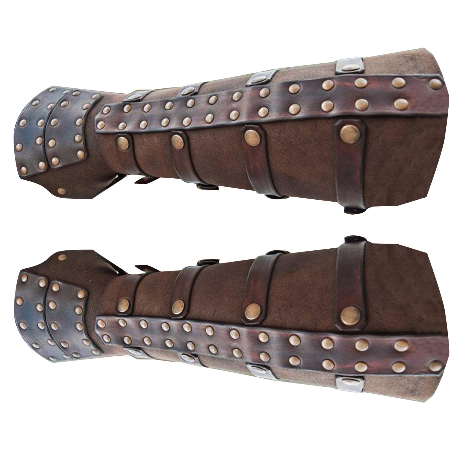 

Cosplay Props Vintage PU Wide Bracers Tie Arm Armor Cuffs Adjustable Width Medieval Wristband Multiple Color Wristband кофейный