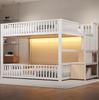 140x200 Stapelbed met Opbergtrap, met LED, Wit