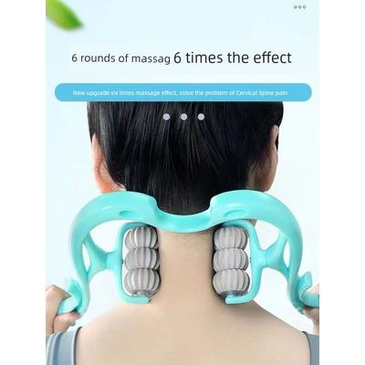 6 Wheels Neck Massager Manual Clip Neck and Neck Kneading Handy Gadget Handheld For Home Six Roller Shoulder and Neck Massage