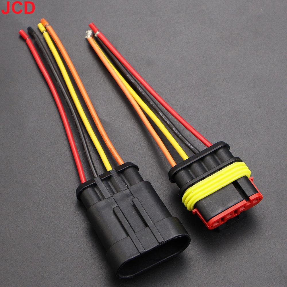 JCD 1set 1/2/3/4 Pin Waterproof Connector, Electrical Terminal Quick Connector With WireSuitable For Cars Ships Etc