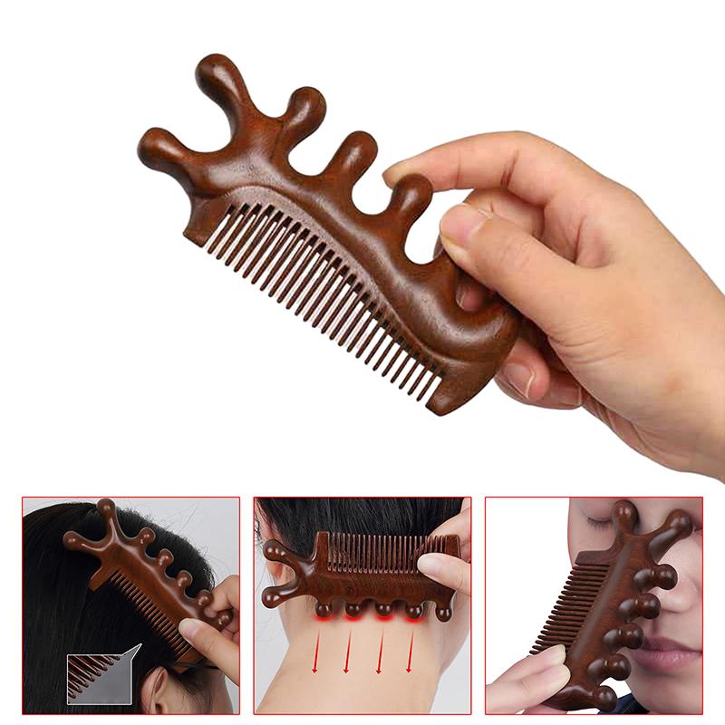 3 In 1 Meridian Massage Comb Sandalwood Comb Meridian Anti-Static Styling Comb Blood Circulation Massage Tool Gua Sha Tools