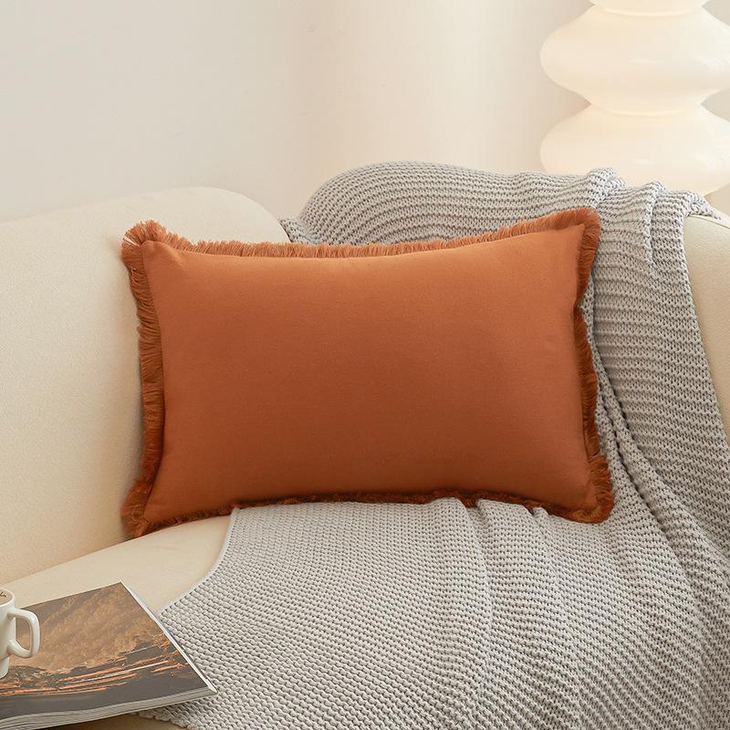 Bohemian Fringed Washed Cotton Pillowcase Premium Modern Minimalist Sofa Cushion Cover Luxury Cozy Living Room Pillow Cover