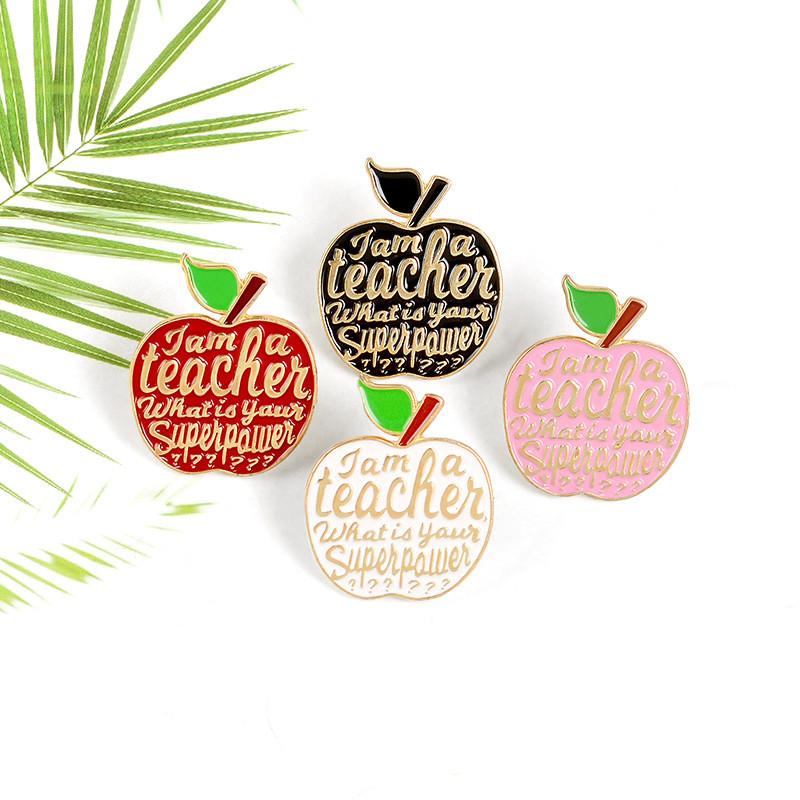 Alloy Customizable Apple Brooch Eyecatching Teacher Gift Enamel Pin Accessory Fashion