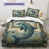 Sleeping fish Pattern Bedding Quilt Set Quilt Cover Pillowcase Home Decoration Birthday Gift (1 * duvet cover + 2 * pillowcase, without core)