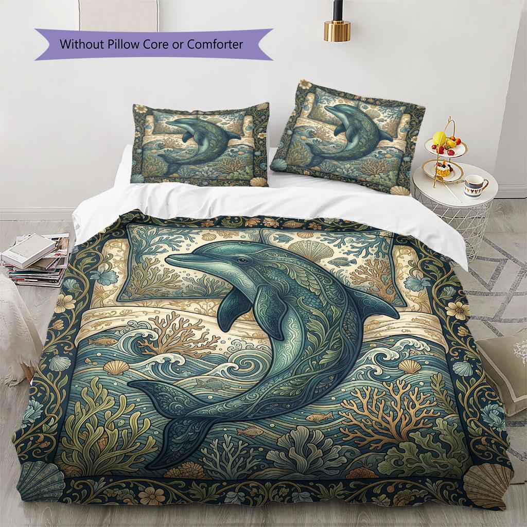 Sleeping fish Pattern Bedding Quilt Set Quilt Cover Pillowcase Home Decoration Birthday Gift (1 * duvet cover + 2 * pillowcase, without core)