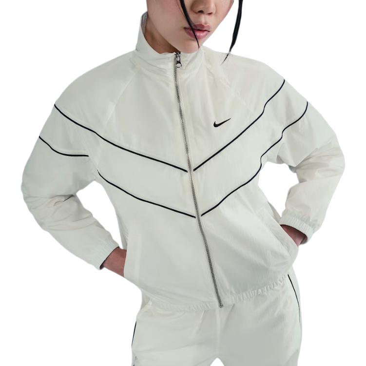 Nike Logo Stripe Zipper Loose Long Sleeve Jacket Women jackets Sail FV6305-135