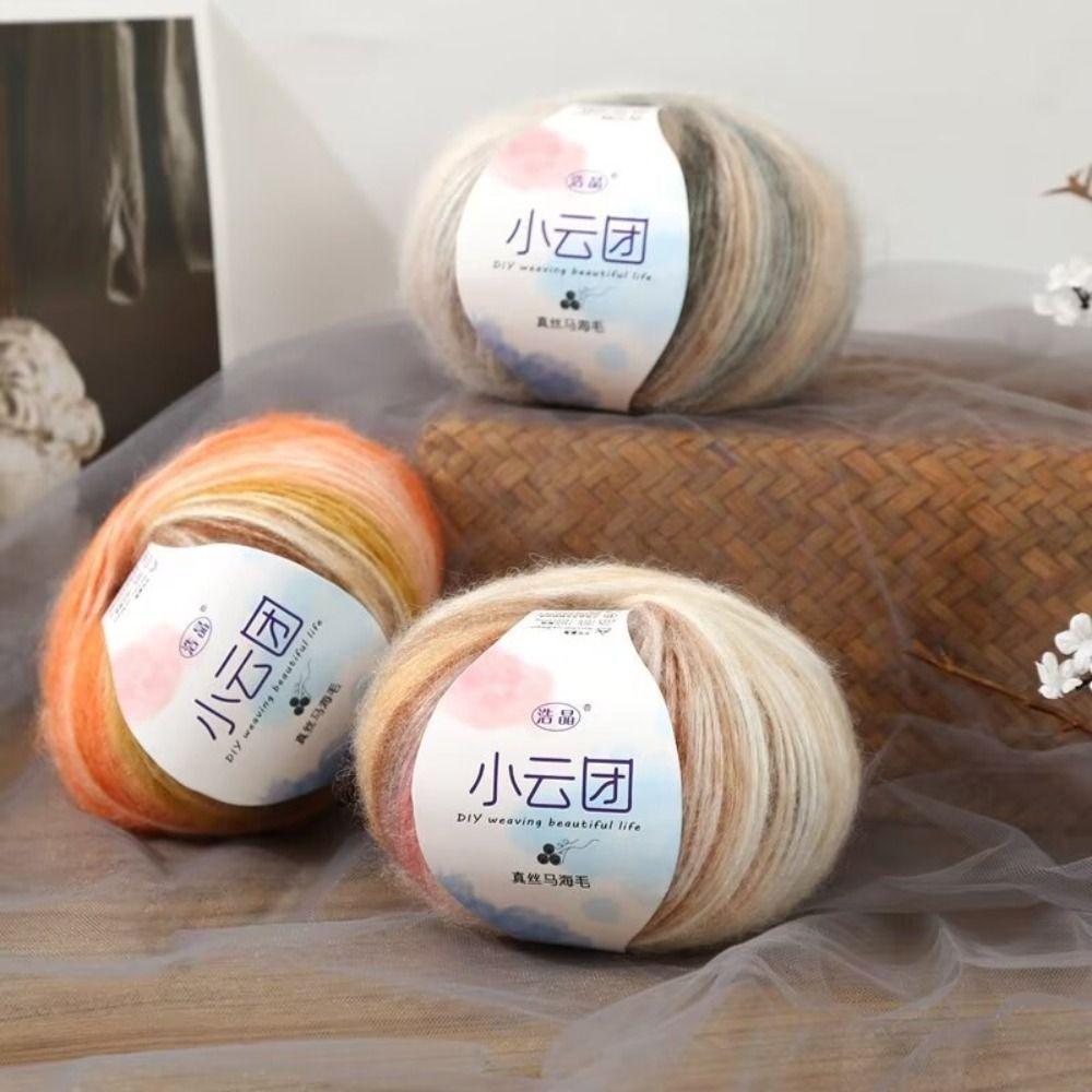 

Mohair Crochet Yarn 50g/Roll DIY Hand Knitting Durable Yarn Ball For Cushion Style 1