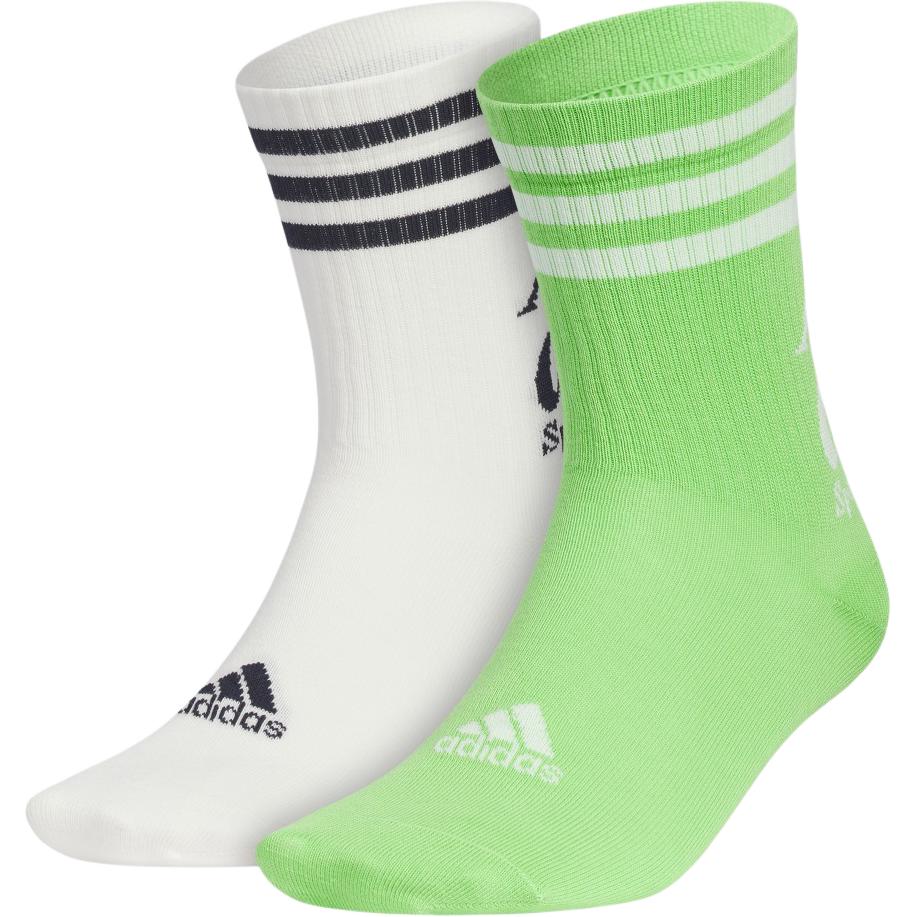 Adidas Crew Socks Unisex 2 Pack White/Green JJ2087 M