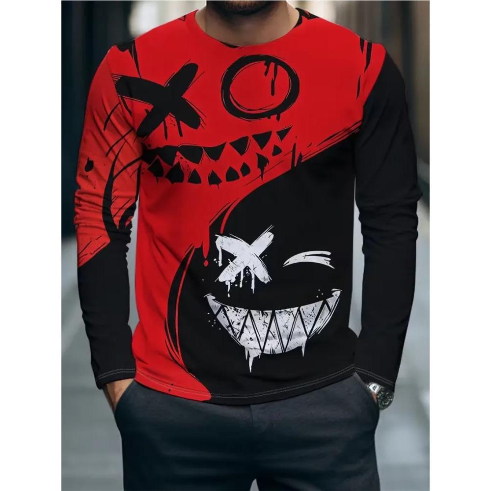 Fashionable Comfortable Breathable Loose Large Size Soft Top Minimalist 3d Round Neck Long Sleeve Versatile Men's T-shirt