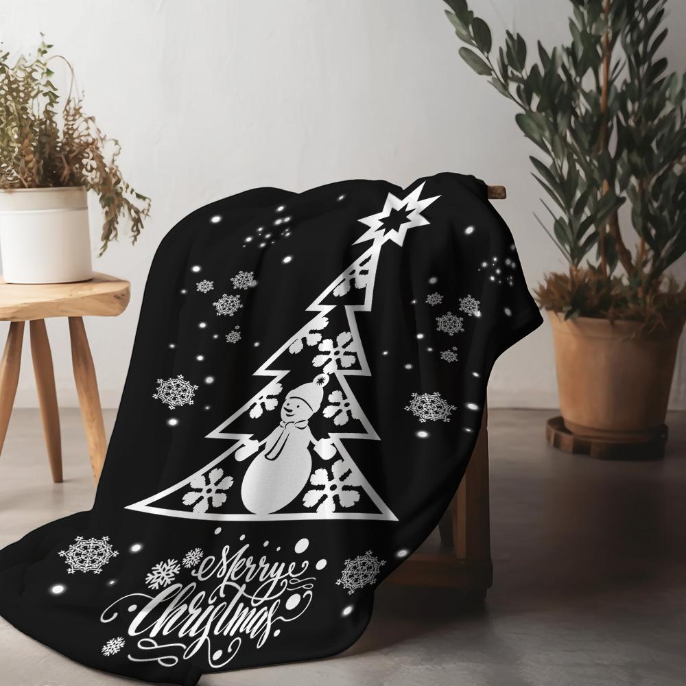 Tuniu Cute Snowman Christmas Throw Blanket for Sofa Bed Bedroom Decoration Gift 75x90cm