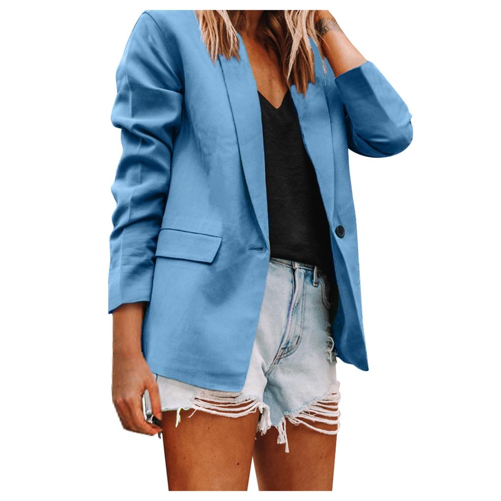 Women's Casual Open Front Cardigan Long Sleeve Button Work  Jacket Coat